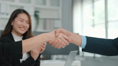 Congratulatory handshake, cooperation concept, negotiation Stock Footage 274380853