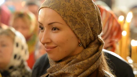 Congregation and the liturgy during Easter celebration in a Russian  Church Video stock 64582414