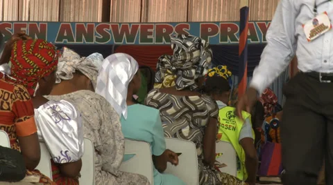 Congregation, Nigerian mega church Stock Footage 38479912