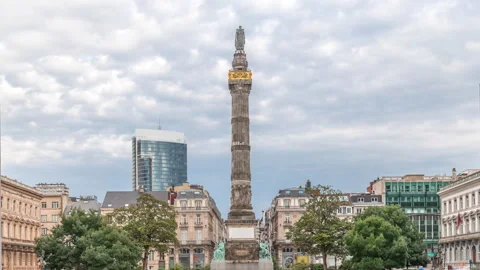 Congress Column Timelapse in Brussels, Belgium. A monumental neoclassical column Stock Footage 296636841