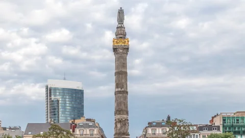 Congress Column Timelapse in Brussels, Belgium. A monumental neoclassical column Stock Footage 308650745