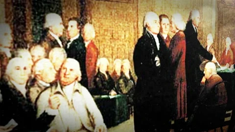 Congress Votes Independence: 3 Dynamic Moves in 3D Space, With Dramatic Lighting Stock Footage 205325816