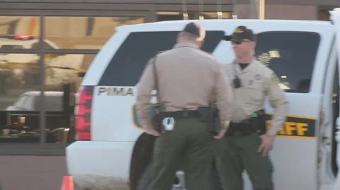 Congresswoman Gabrielle Giffords tragedy crime scene day 2 - pick up shots - 18 Stock Footage