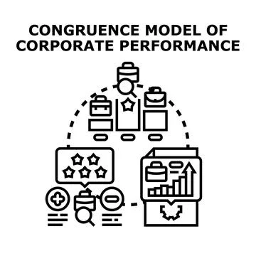 Congruence model representing corporate performance evaluation and strategy Stock Illustration