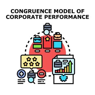 Congruence model representing corporate performance evaluation and strategy Stock Illustration