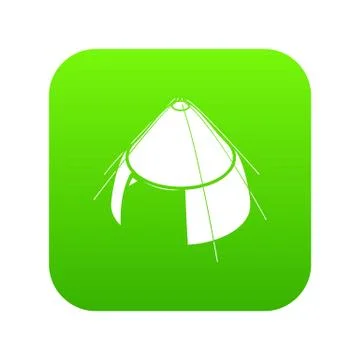 Conic tent icon green vector Stock Illustration