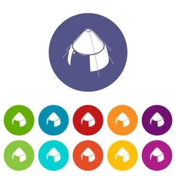 Conic tent icons set vector color Stock Illustration