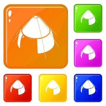 Conic tent icons set vector color Stock Illustration
