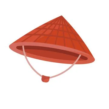 Conical Asian hat vector traditional chinese illustration. Straw head person  Stock Illustration