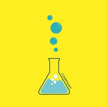 Conical beaker, laboratory glassware, liquid with bubbles inside Stock Illustration