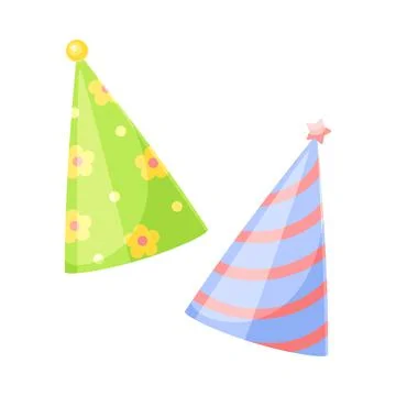 Conical Birthday Cap or Hat as Carnival Head Accessory for Festive Party Stockillustratie
