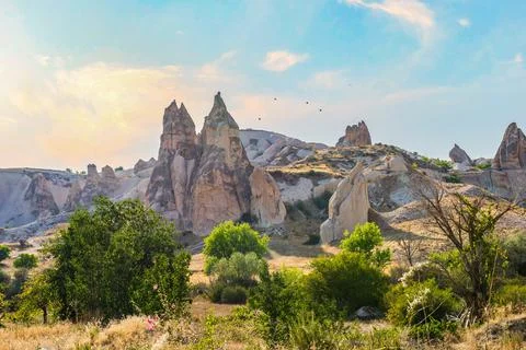 Conical Cappadocian rocks Stock Photos