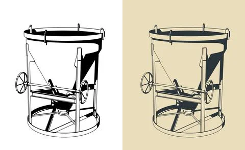 Conical concrete bucket illustrations Stock Illustration