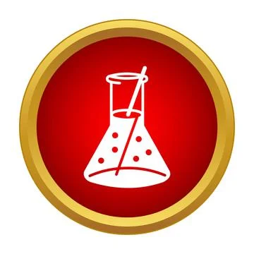 Conical flask beaker with stirring rod icon Illustrazione stock