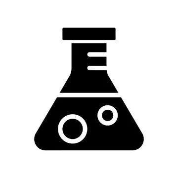 Conical flask black glyph icon Stock Illustration