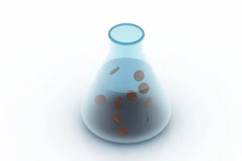Conical flask with blood cell Stock Illustration