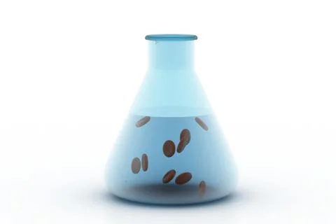 Conical flask with blood cell Grats Stockgrafik