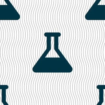 Conical Flask icon sign. Seamless pattern with geometric texture. Vector Stock Illustration
