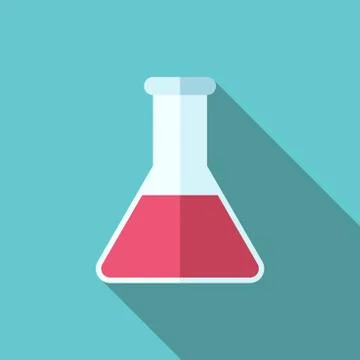 Conical flask, long shadow Stock Illustration