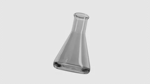 Conical Flask Rotating on a Transparent Background. Loop. Erlenmeyer Flask. Stock Footage 312440106