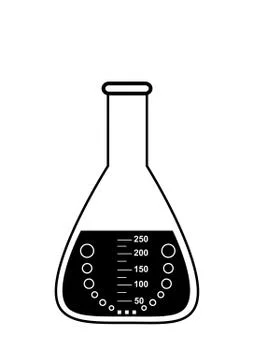 Conical graduated chemical flask with a solution Stock Illustration