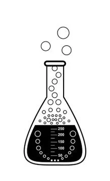 Conical graduated chemical flask with a solution Иллюстрация