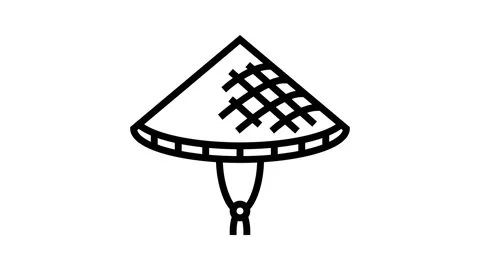 Conical hat cap line icon animation Stock Footage 224375433