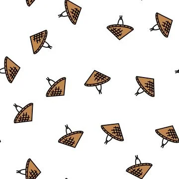 Conical hat cap vector seamless pattern Stock Illustration