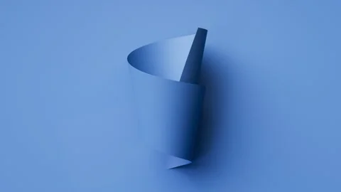 A conical roll of blue paper tilts and breathes subtly while corners flex. Vídeo Stock 317514936