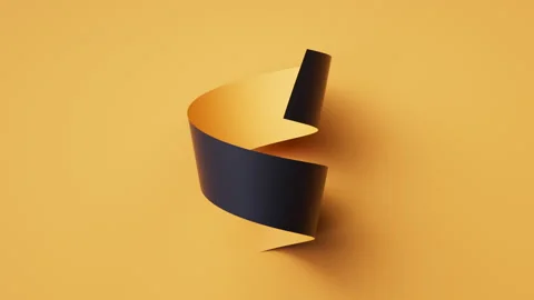 Conical roll of yellow paper tilts while the black interior breathes subtly Stock Footage 325794180