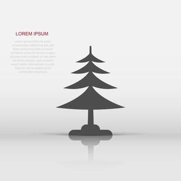 Conifer tree icon in flat style. Fir flora vector illustration on white iso.. Illustrazione stock