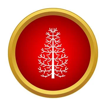 Conifer tree icon in a red gold circle Stock Illustration