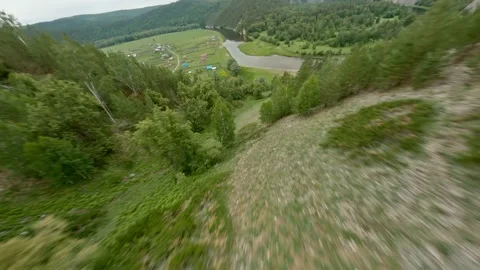 Coniferous and deciduous forests on the mountain plateau. The watershed is Video stock 158304332