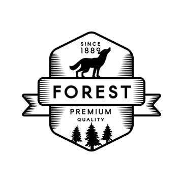 Coniferous forest outline vector logo template Stockillustratie