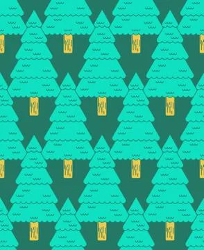 Coniferous forest pattern. Christmas tree ornament. Fir-tree background Illustrazione stock