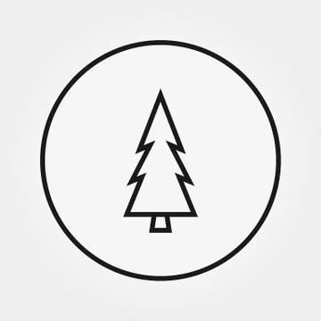 Coniferous forest. Pine trees forest outline icon. Vector. Thin line Stock Illustration