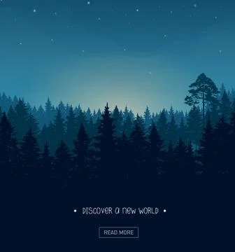 Coniferous forest silhouette template Stock Illustration
