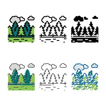Coniferous forests color variations icon vector Ilustração Stock