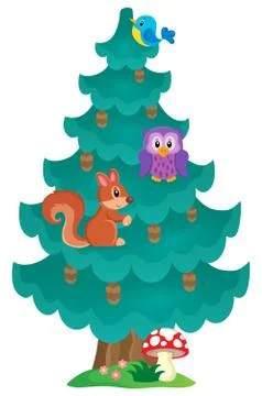 Coniferous tree theme image - eps10 vector illustration. Stock Illustration