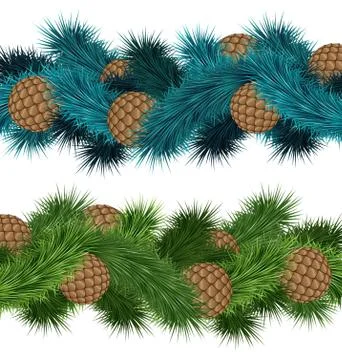 Conifers cones in pine branches Stock Illustration