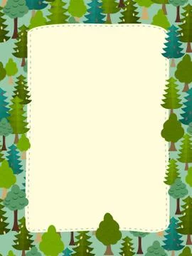 Conifers pattern. Background of trees. Earth day Template with space for text Stock Illustration