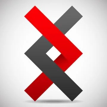 Conjoined vector shapes. Overlapping, intersecting shapes. Strand, Helix. Abs Stock Illustration