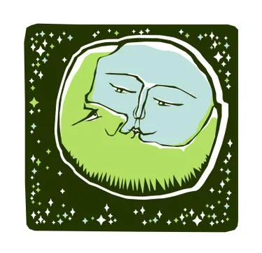 Conjunction moon and planet Stock Illustration