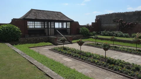 Connaught gardens in Sidmouth, Devon.  Formal garden with shelter. Video stock 156192030