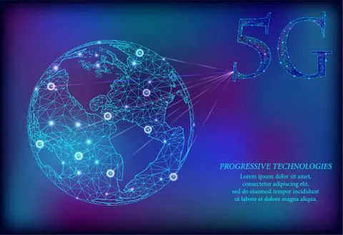Connect to 5G Global High Speed Internet. 5G around the world and anywhere in Stock Illustration