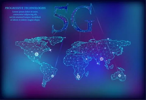 Connect to 5G Global High Speed Internet. 5G around the world and anywhere in Stock Illustration