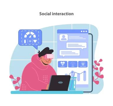 Connect and thrive with our VR workout community, where social interaction meets Stock Illustration