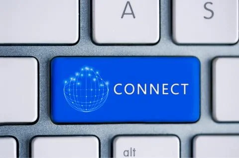 Connect button keyboard Fotos Stock