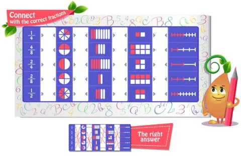 Connect with the correct fractions Stock Illustration