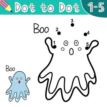 Connect the digits and draw a cute ghost Stock Illustration